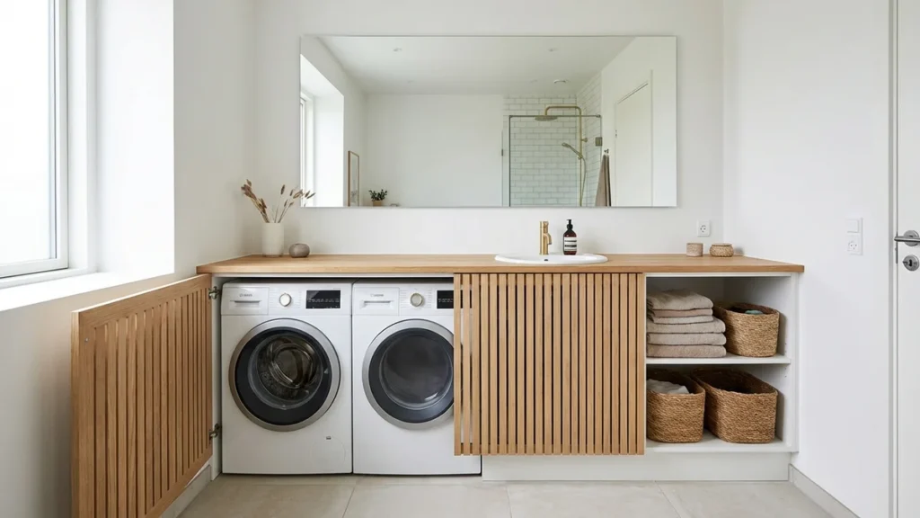 Pralka w małej łazience – sprytne sposoby na jej ukrycie i oszczędzanie miejsca - featured