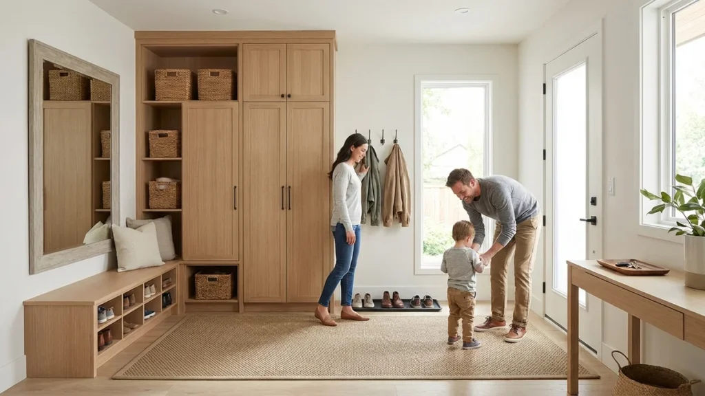 Przedpokój, który się nie zagraca – sprawdzone rozwiązania dla funkcjonalnego wejścia do domu - featured